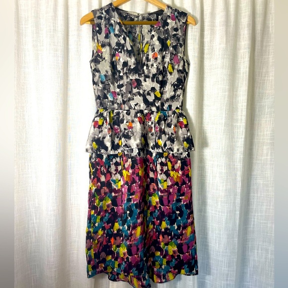 100% silk BCBG Watercolor Print Dress size 4 - Picture 1 of 8